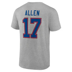 Josh Allen Buffalo Bills Icon Player Name & Number T-Shirt - Gray T-shirts