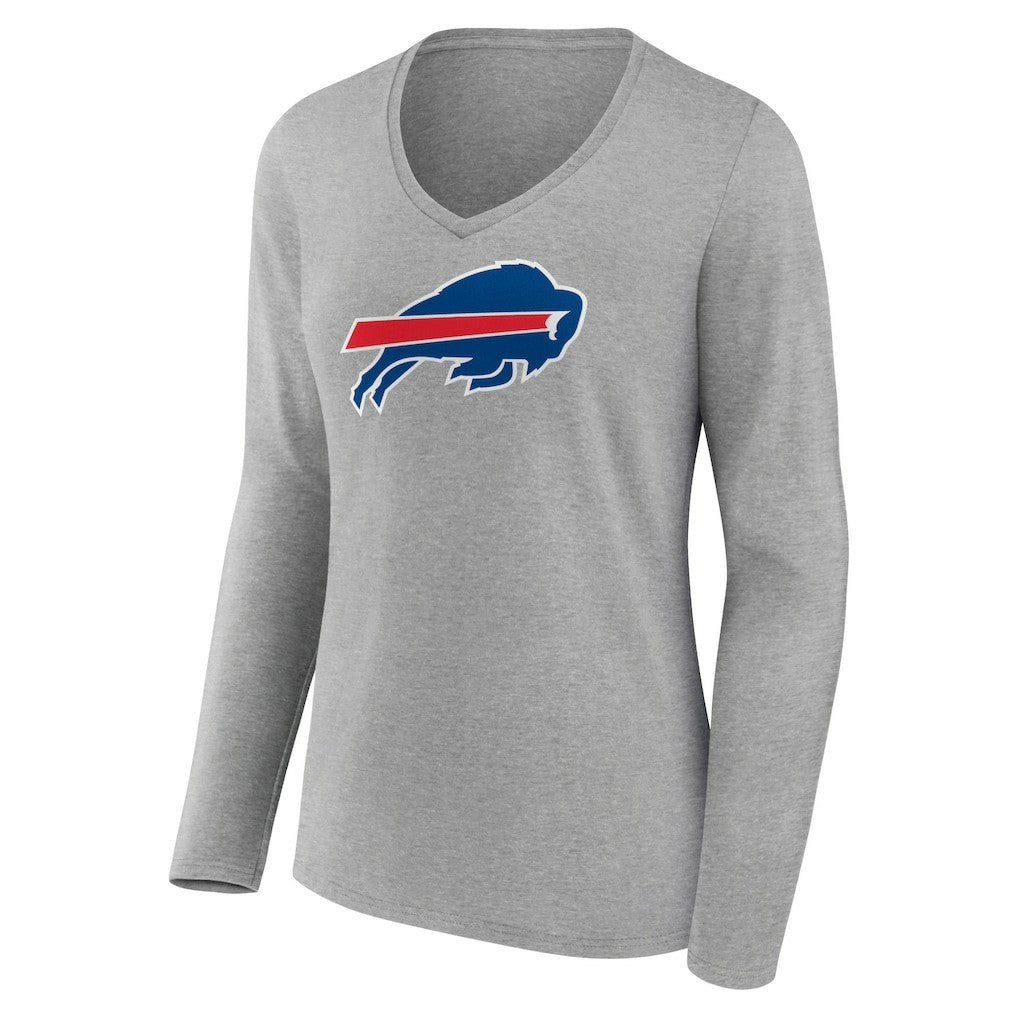 Josh Allen Buffalo Bills Women's Icon Player Name & Number Long Sleeve V-Neck T-Shirt - Gray T-shirts