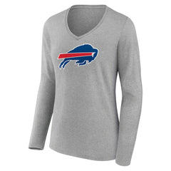 Josh Allen Buffalo Bills Women's Icon Player Name & Number Long Sleeve V-Neck T-Shirt - Gray T-shirts