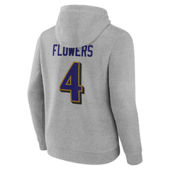 Zay Flowers Baltimore Ravens Icon Player Name & Number Pullover Hoodie - Gray Hoodies