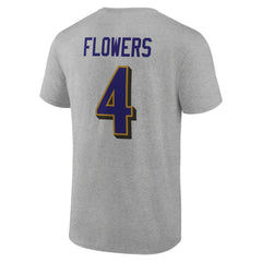Zay Flowers Baltimore Ravens Icon Player Name & Number T-Shirt - Gray T-shirts