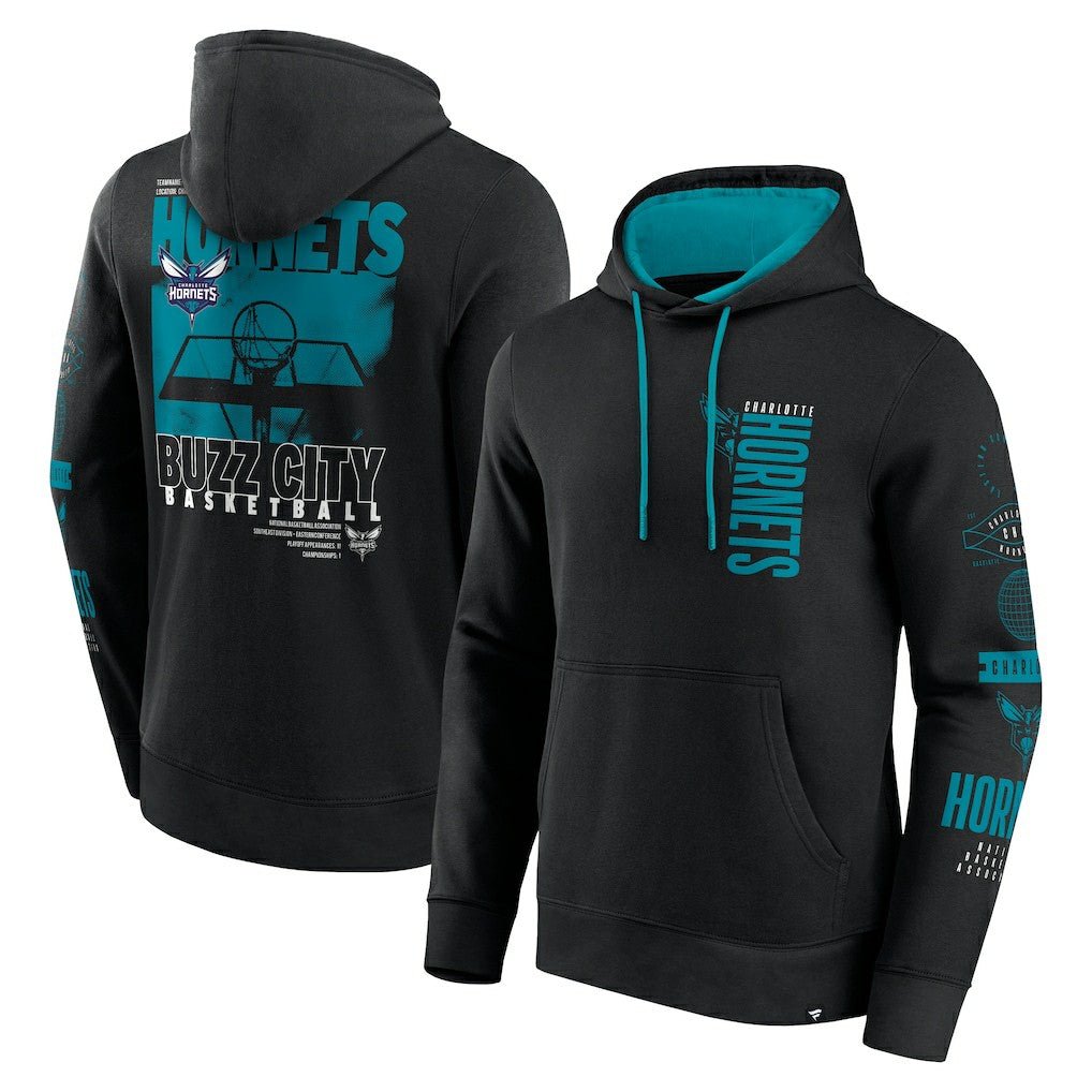 Charlotte Hornets Game Time Crossover Pullover Hoodie Black - Fanatics