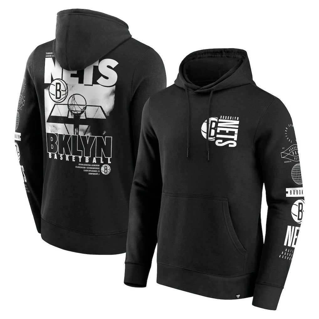 Brooklyn Nets Game Time Crossover Pullover Hoodie Black - Fanatics