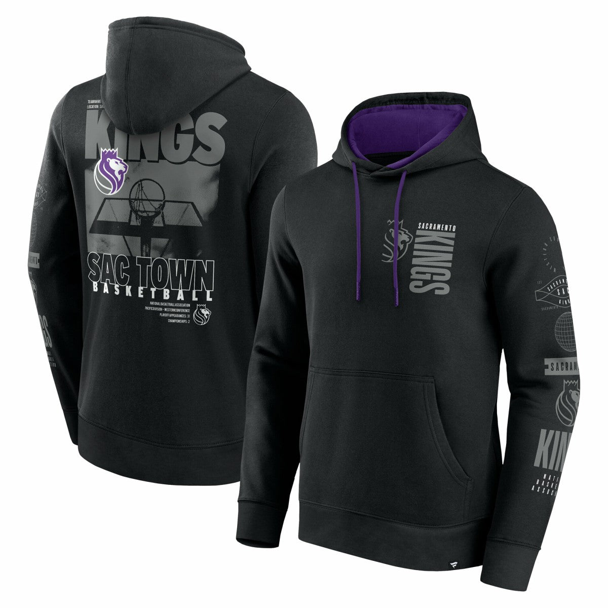 Sacramento Kings Game Time Crossover Pullover Hoodie Black - Fanatics