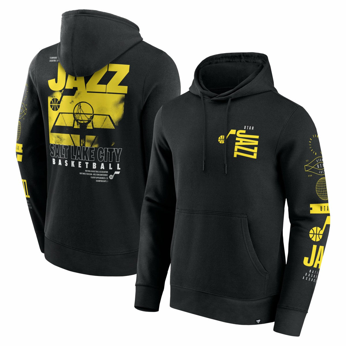 Utah Jazz Game Time Crossover Pullover Hoodie Black - Fanatics