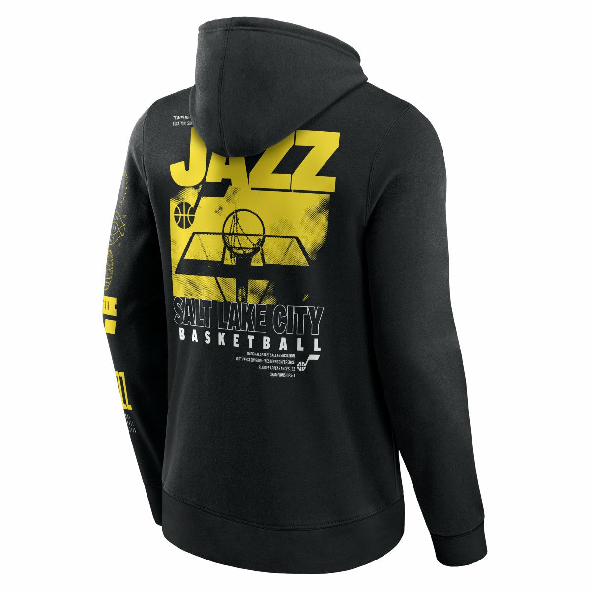 Utah Jazz Game Time Crossover Pullover Hoodie Black - Fanatics