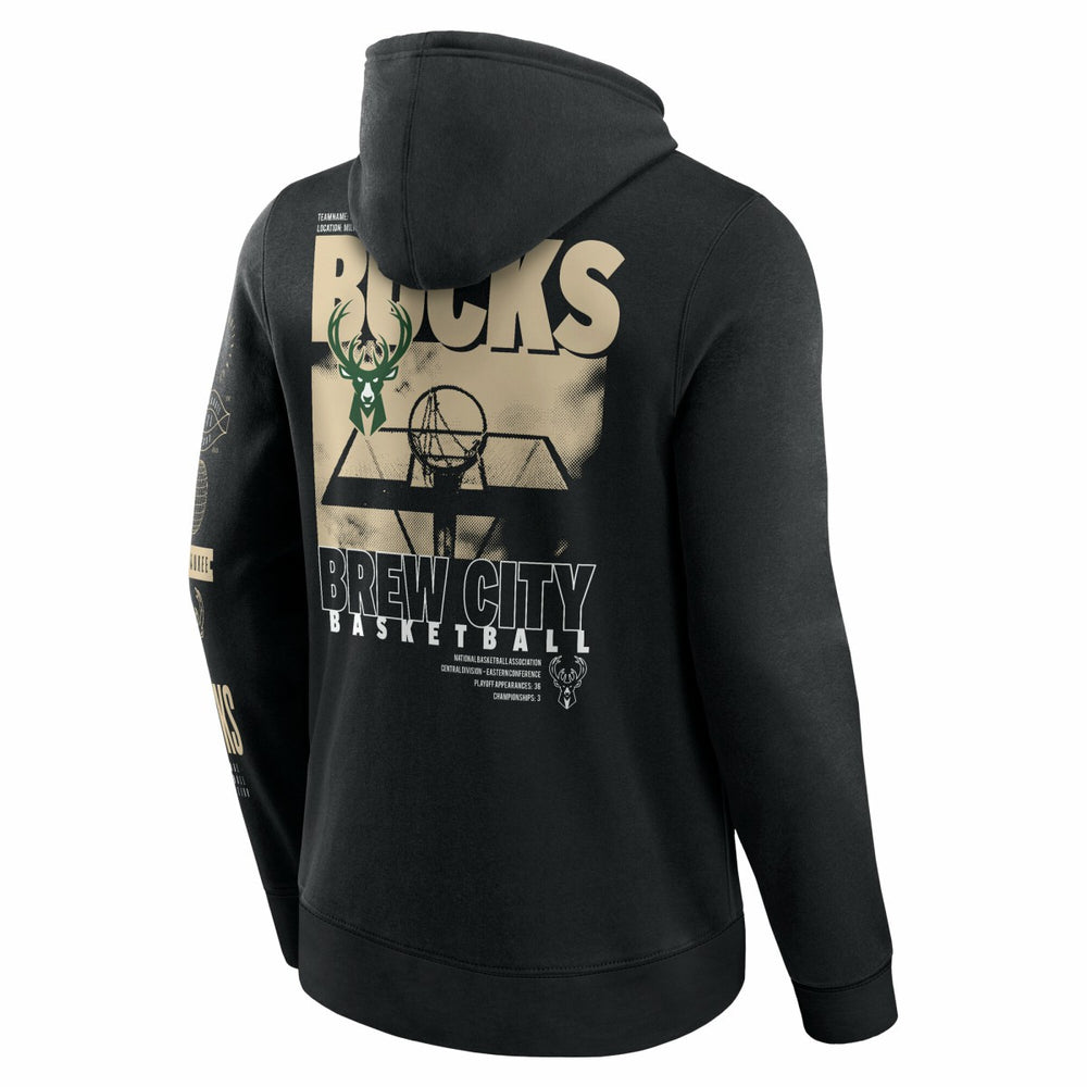 Milwaukee Bucks Game Time Crossover Pullover Hoodie Black - Fanatics