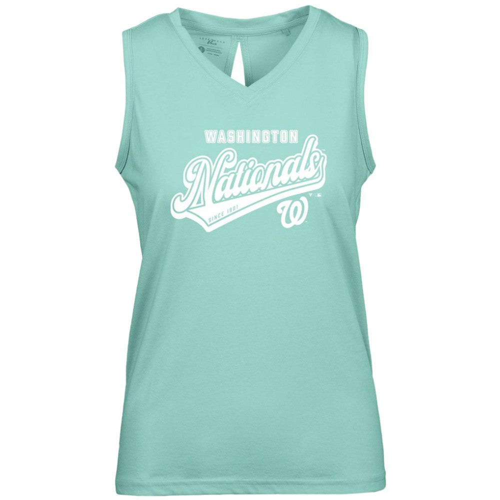 Washington Nationals Levelwear Women's  Paisley Sweep V-Neck Tank Top - Mint Tanks
