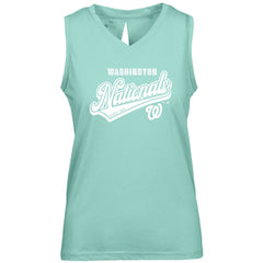 Washington Nationals Levelwear Women's  Paisley Sweep V-Neck Tank Top - Mint Tanks