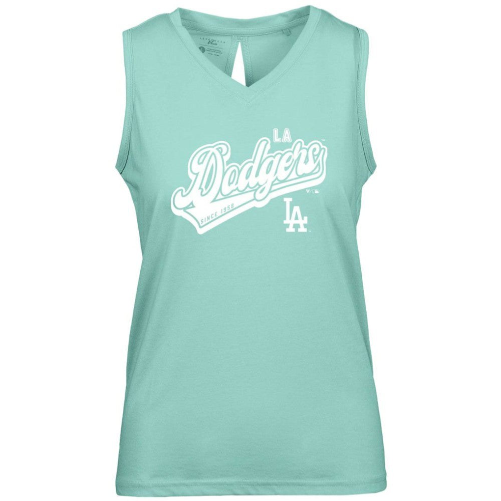 Los Angeles Dodgers Levelwear Women's  Paisley Sweep V-Neck Tank Top - Mint Tanks