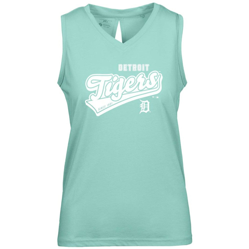 Detroit Tigers Levelwear Women's  Paisley Sweep V-Neck Tank Top - Mint Tanks