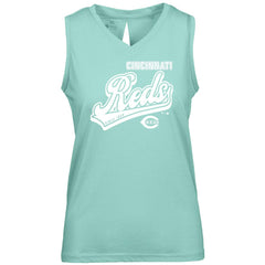 Cincinnati Reds Levelwear Women's  Paisley Sweep V-Neck Tank Top - Mint Tanks