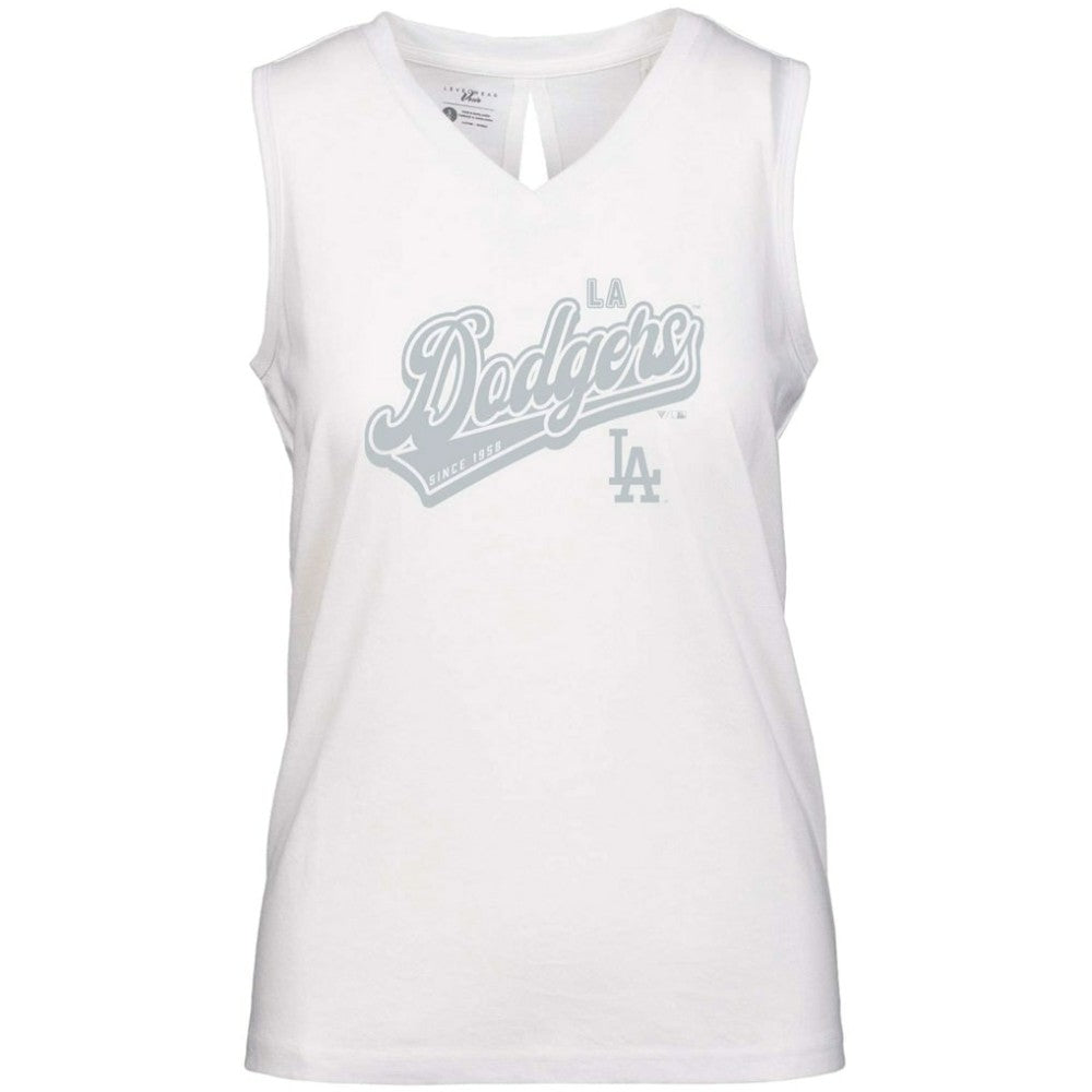 Los Angeles Dodgers Levelwear Women's  Paisley Sweep V-Neck Tank Top - White Tanks