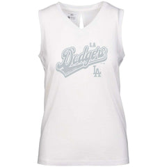 Los Angeles Dodgers Levelwear Women's  Paisley Sweep V-Neck Tank Top - White Tanks