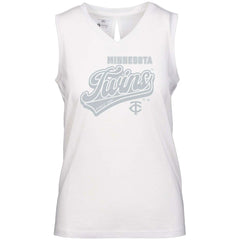 Minnesota Twins Levelwear Women's  Paisley Sweep V-Neck Tank Top - White Tanks