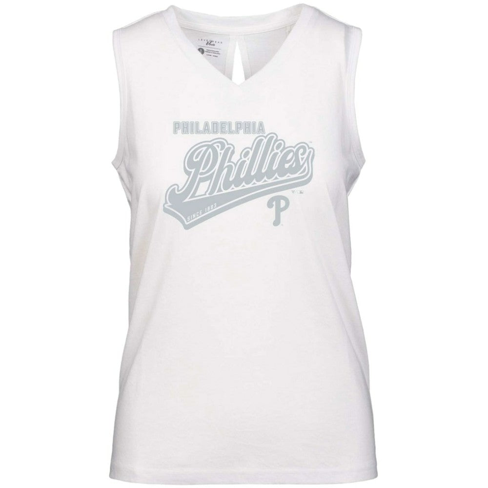 Philadelphia Phillies Levelwear Women's  Paisley Sweep V-Neck Tank Top - White Tanks