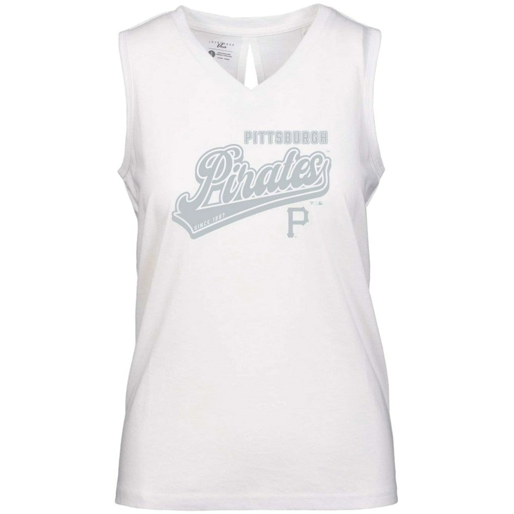 Pittsburgh Pirates Levelwear Women's  Paisley Sweep V-Neck Tank Top - White Tanks