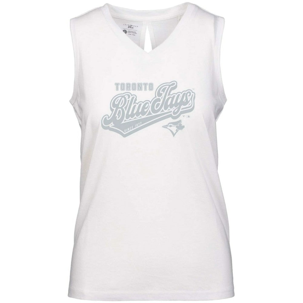 Toronto Blue Jays Levelwear Women's  Paisley Sweep V-Neck Tank Top - White Tanks