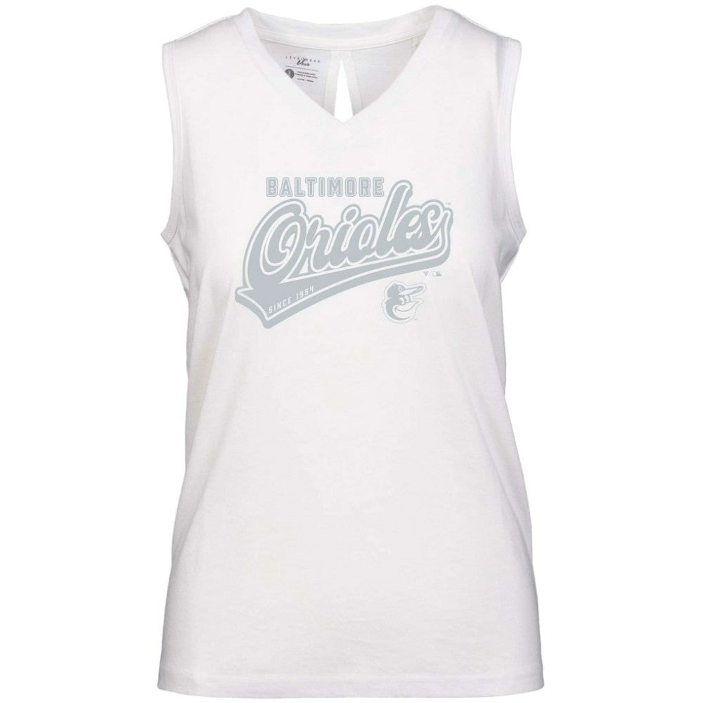 Baltimore Orioles Levelwear Women's  Paisley Sweep V-Neck Tank Top - White Tanks