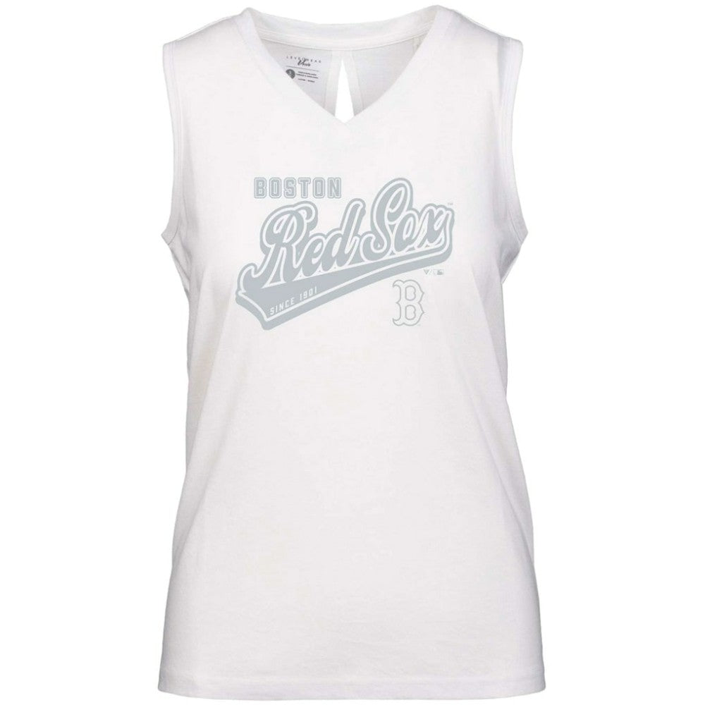 Boston Red Sox Levelwear Women's  Paisley Sweep V-Neck Tank Top - White Tanks