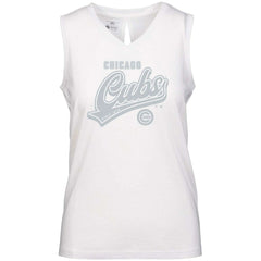 Chicago Cubs Levelwear Women's  Paisley Sweep V-Neck Tank Top - White Tanks