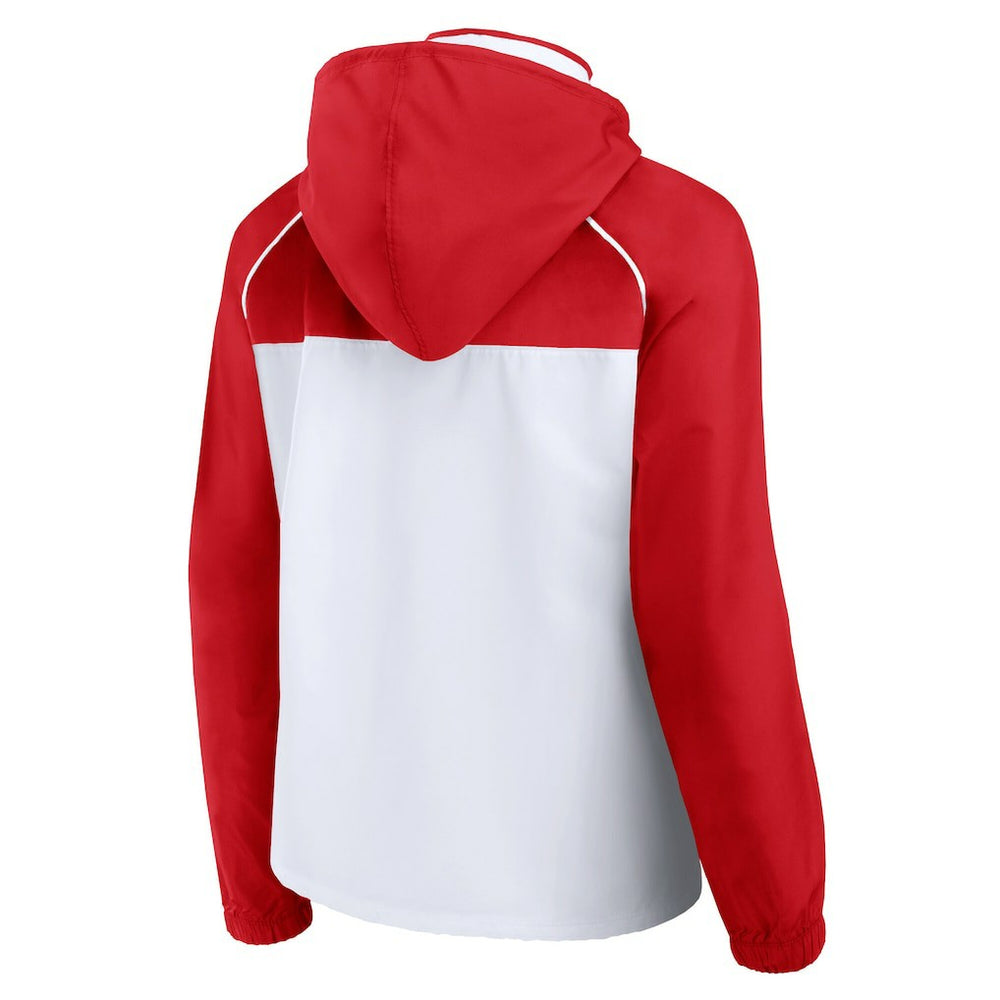 Chicago Bulls Women's Anorak Raglan Full-Zip Hoodie Jacket White/Red - Fanatics