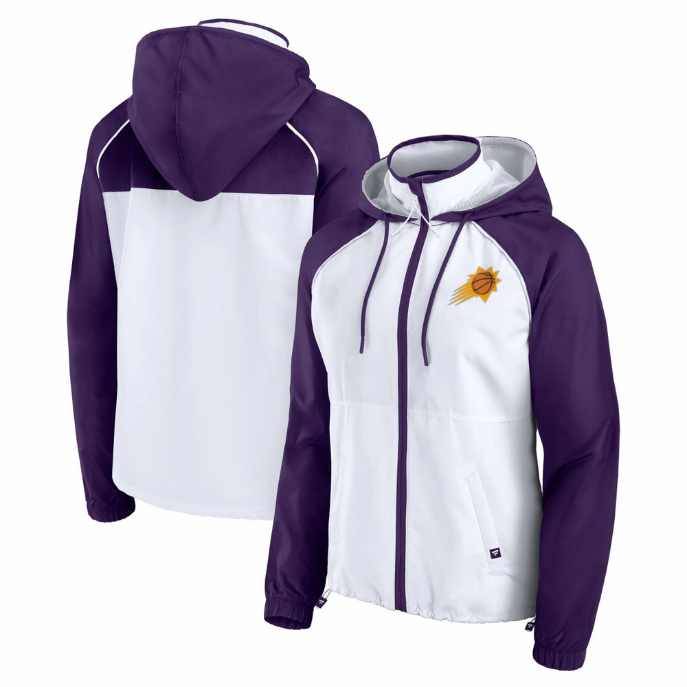 Phoenix Suns Women's Anorak Raglan Full-Zip Hoodie Jacket White/Purple - Fanatics