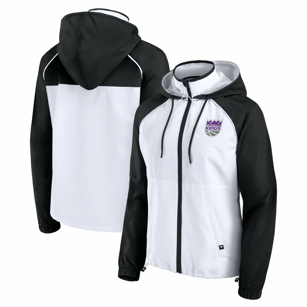 Sacramento Kings Women's Anorak Raglan Full-Zip Hoodie Jacket White/Black - Fanatics