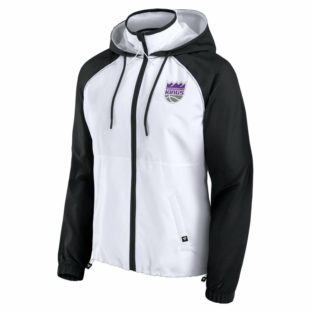 Sacramento Kings Women's Anorak Raglan Full-Zip Hoodie Jacket White/Black - Fanatics