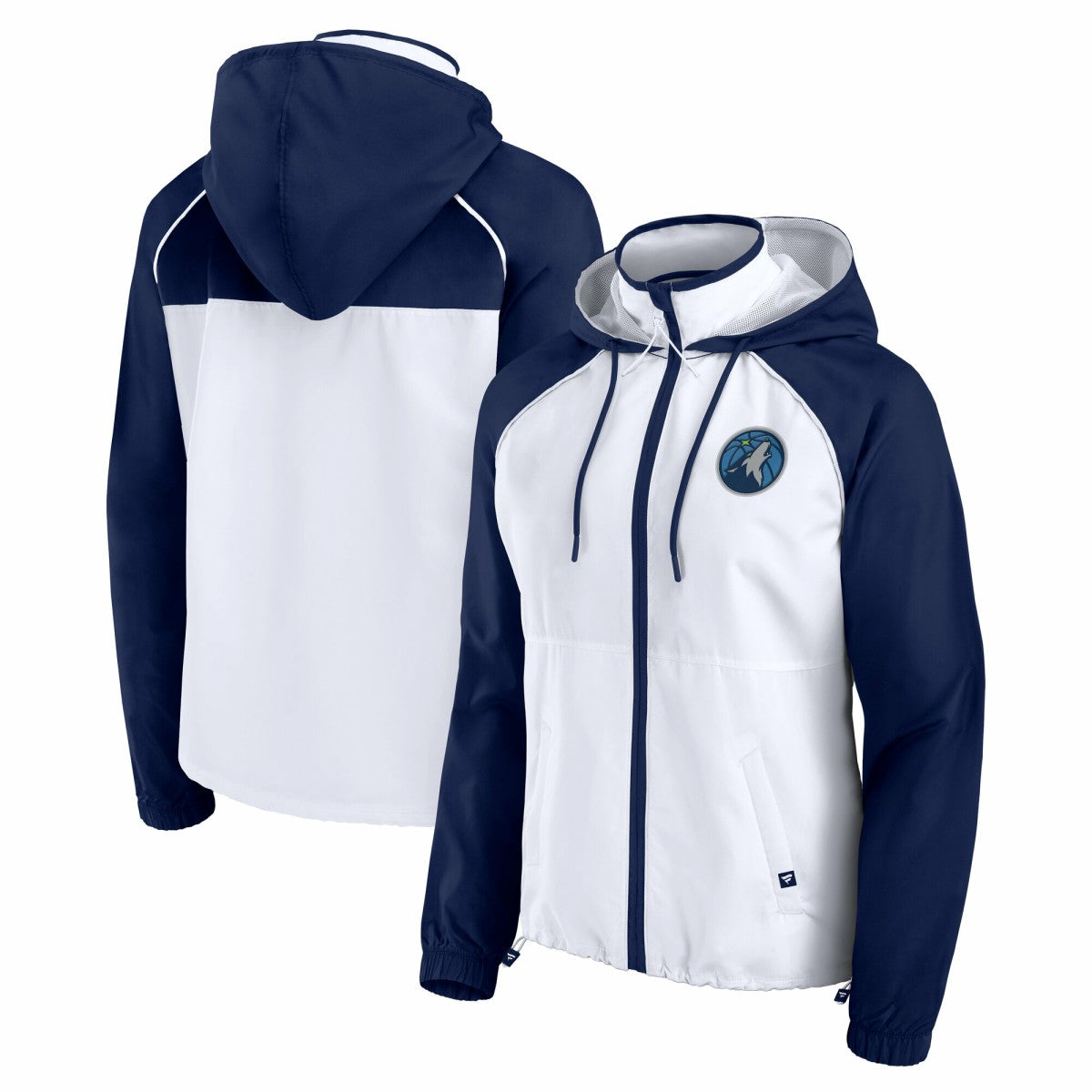 Minnesota Timberwolves Women's Anorak Raglan Full-Zip Hoodie Jacket White/Navy - Fanatics