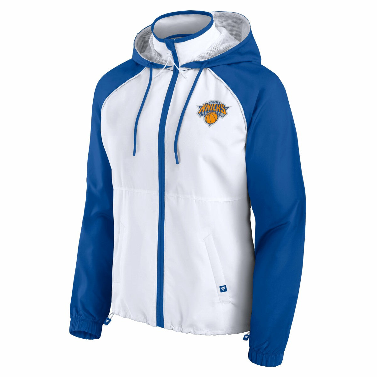 New York Knicks Women's Anorak Raglan Full-Zip Hoodie Jacket White/Blue - Fanatics