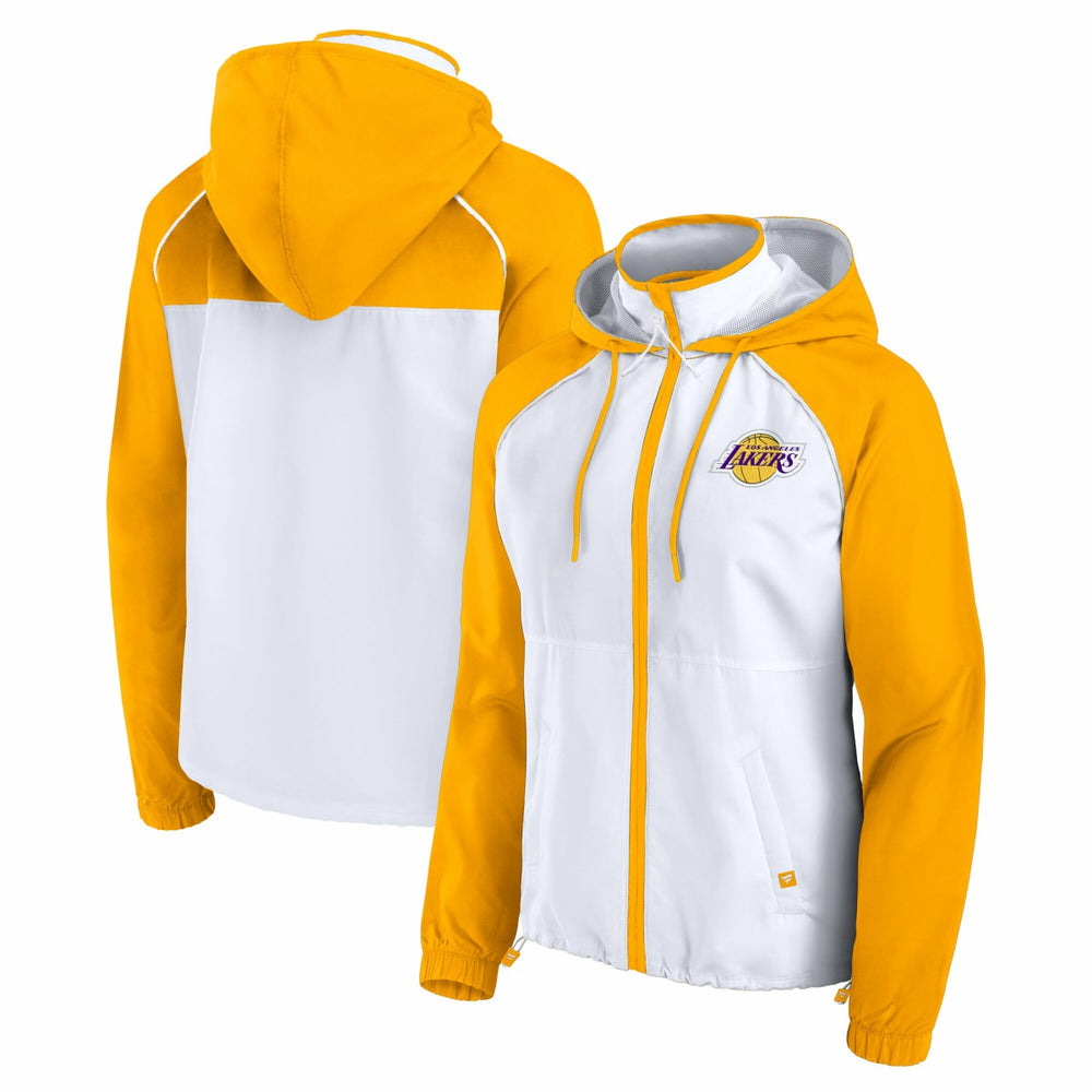Los Angeles Lakers Women's Anorak Raglan Full-Zip Hoodie Jacket White/Gold - Fanatics