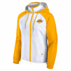 Los Angeles Lakers Women's Anorak Raglan Full-Zip Hoodie Jacket White/Gold - Fanatics