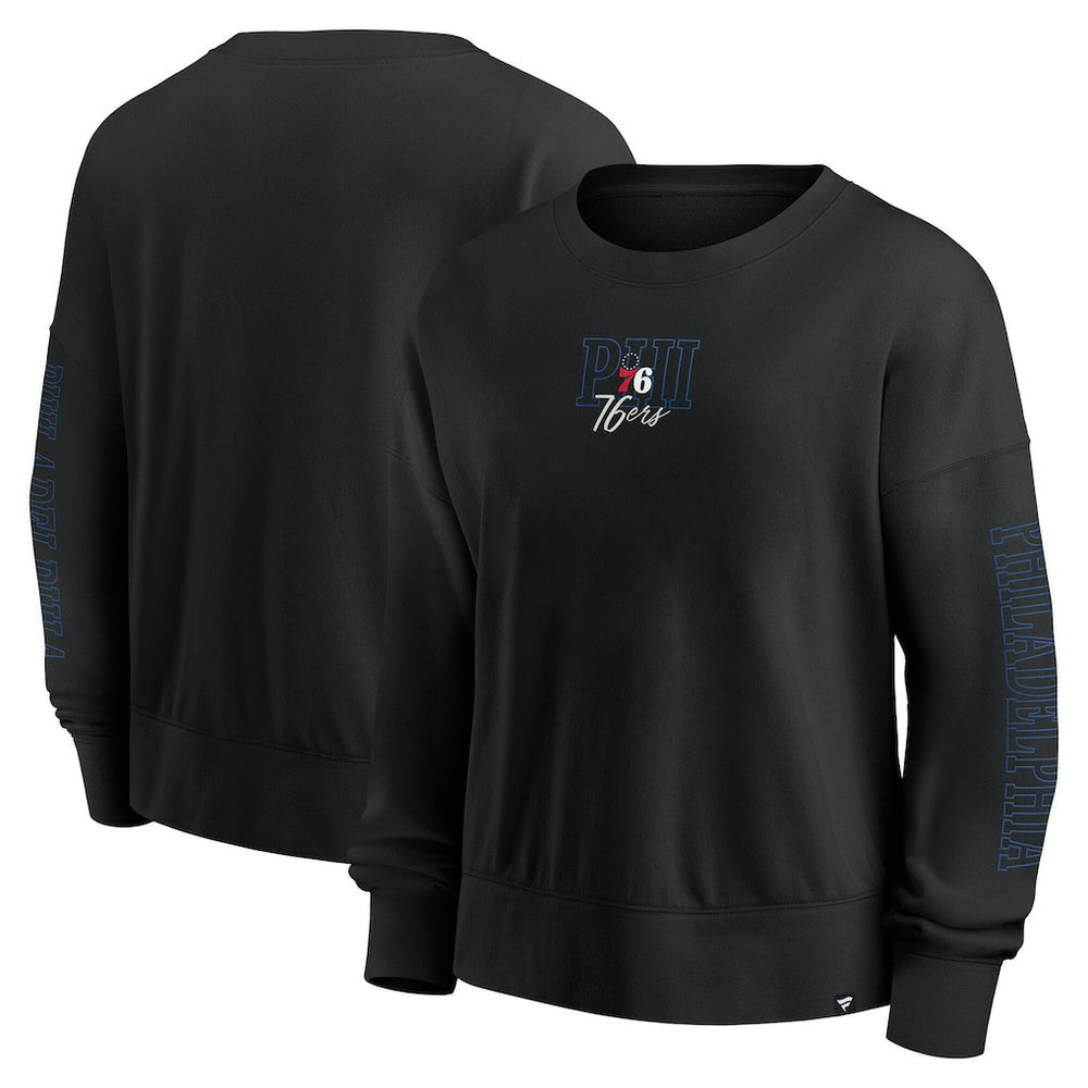 Philadelphia 76ers Women's Oversized Game Day Pullover Sweatshirt Black - Fanatics