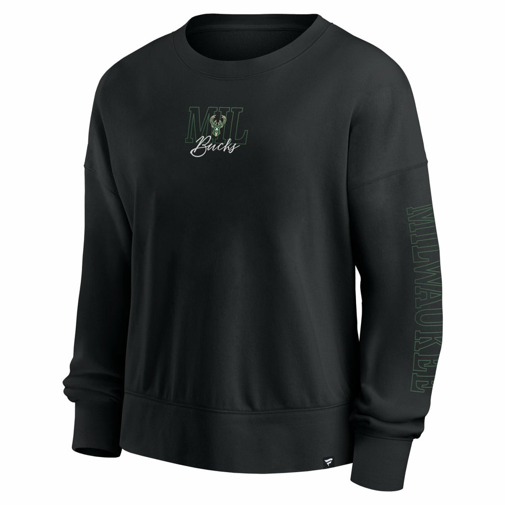 Milwaukee Bucks Women's Oversized Game Day Pullover Sweatshirt Black - Fanatics outlet