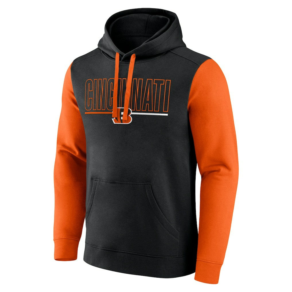 Cincinnati Bengals Outline Pullover Hoodie - Black/Orange Hoodies