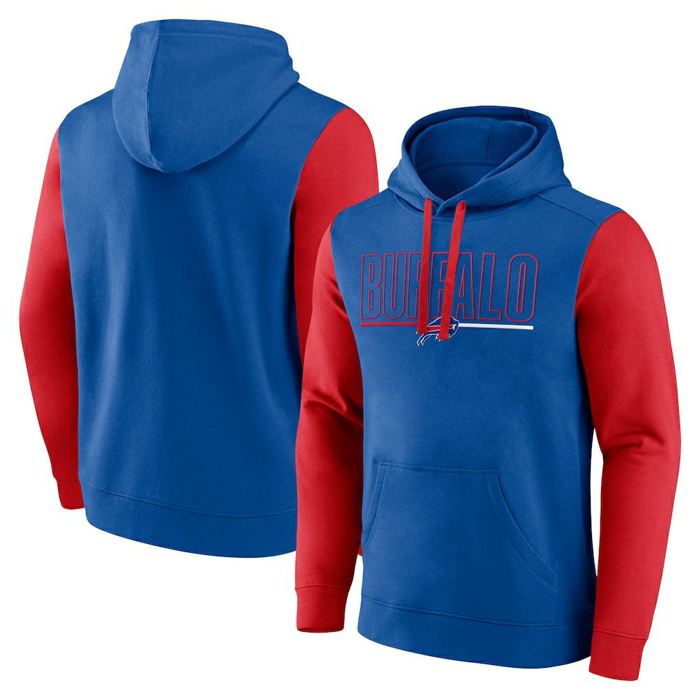 Buffalo Bills Outline Pullover Hoodie - Royal/Red Hoodies