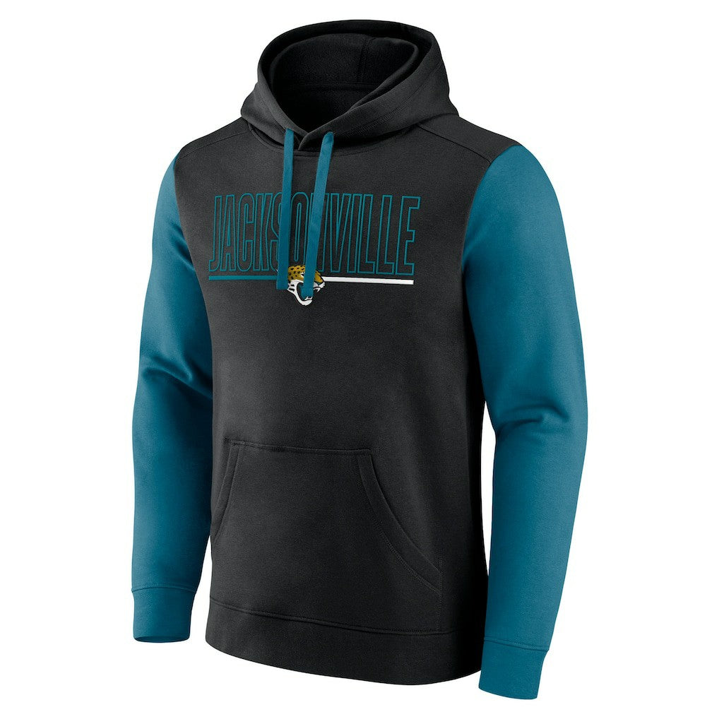 Jacksonville Jaguars Outline Pullover Hoodie - Black/Teal Hoodies