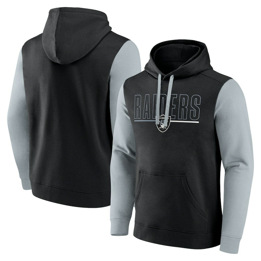 Las Vegas Raiders Outline Pullover Hoodie - Black/Silver Hoodies