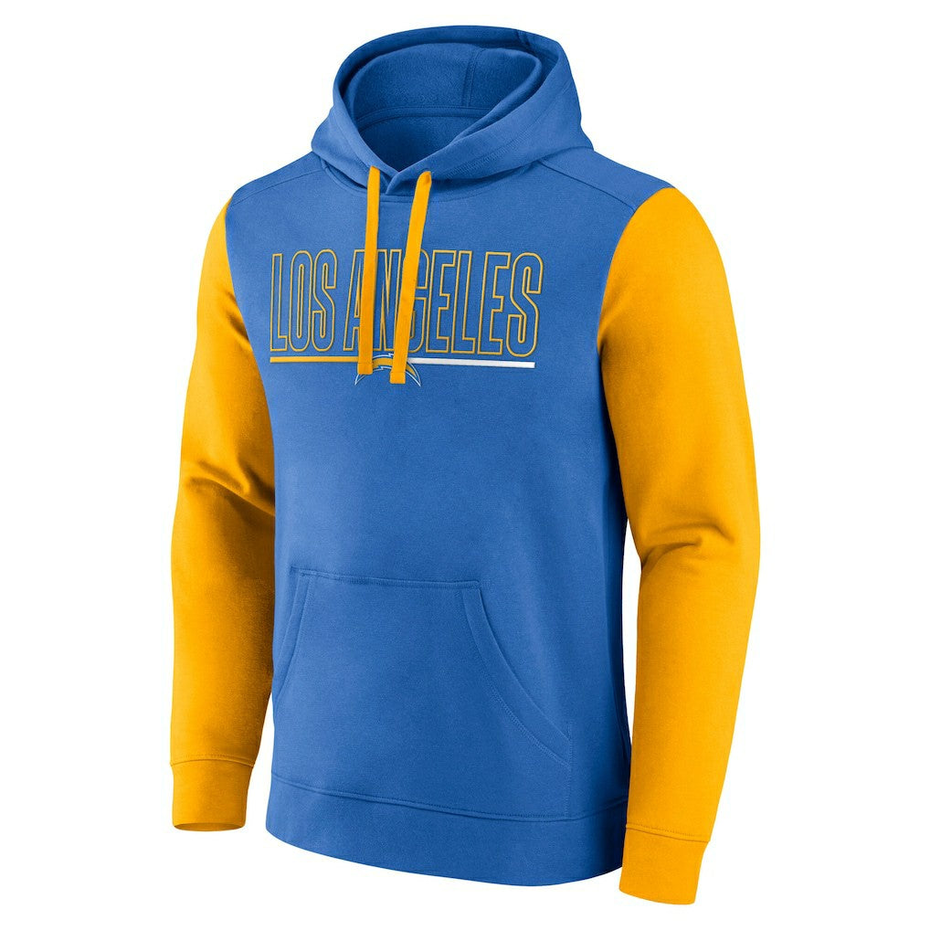 Los Angeles Chargers Outline Pullover Hoodie - Powder Blue/Gold Hoodies