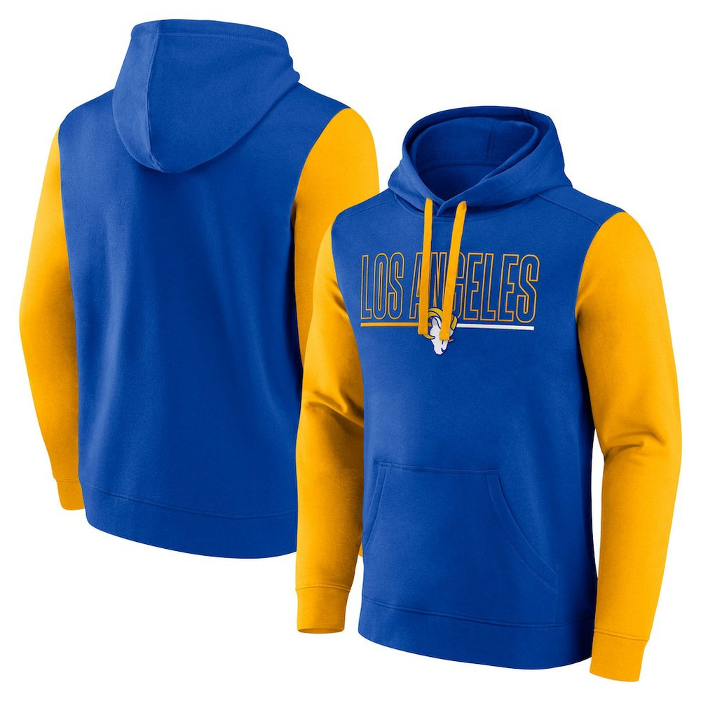Los Angeles Rams Outline Pullover Hoodie - Royal/Gold Hoodies