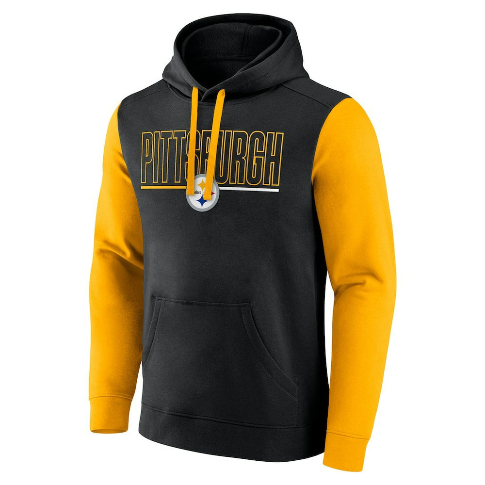 Pittsburgh Steelers Outline Pullover Hoodie - Black/Gold Hoodies