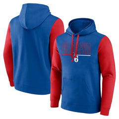 Philadelphia 76ers Logo Athletic Outline Colorblock Pullover Hoodie Royal outlet