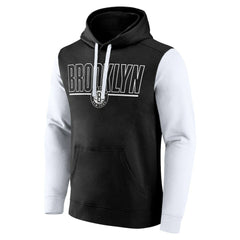 Brooklyn Nets Logo Athletic Outline Colorblock Pullover Hoodie Black outlet