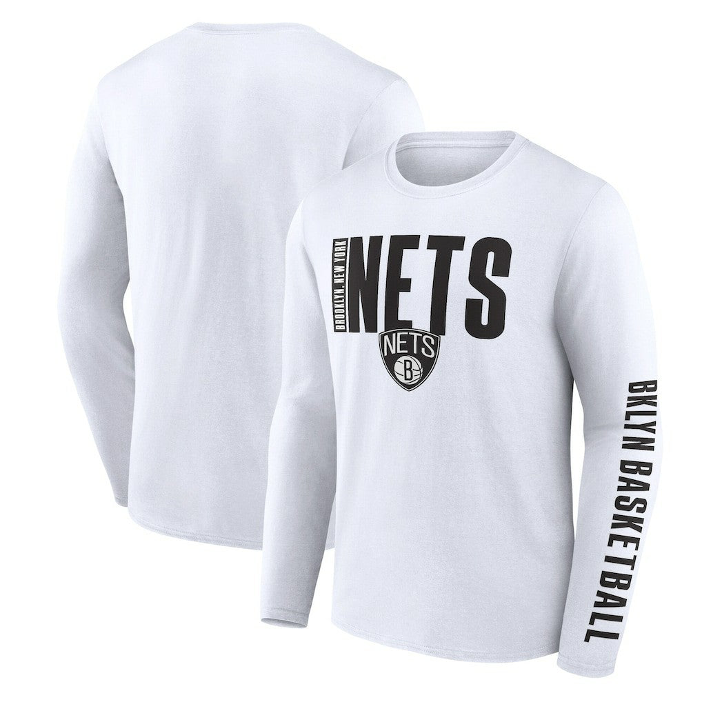 Brooklyn Nets Logo Athletic Vision Long Sleeve T-Shirt White outlet