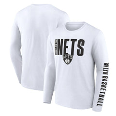 Brooklyn Nets Logo Athletic Vision Long Sleeve T-Shirt White outlet