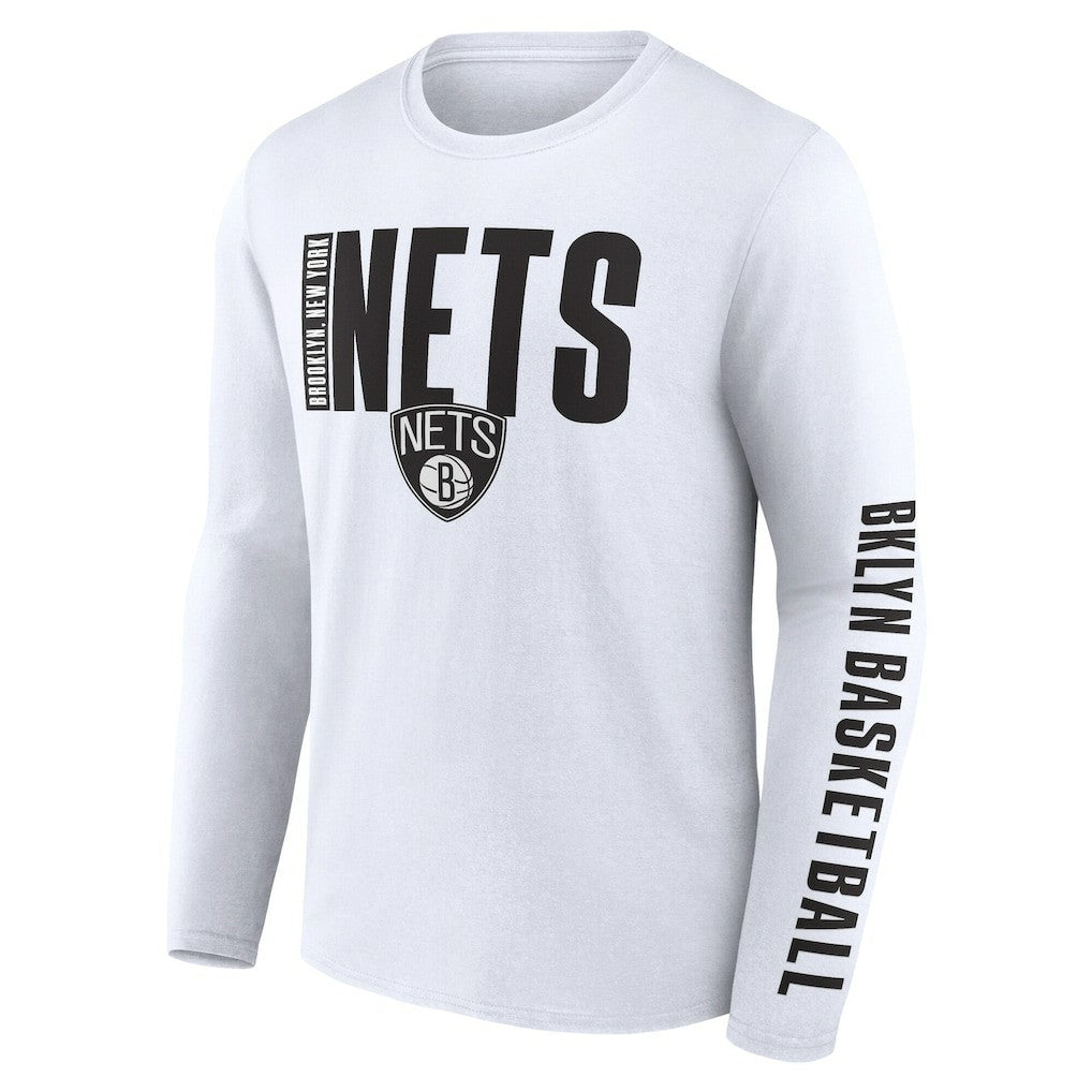 Brooklyn Nets Logo Athletic Vision Long Sleeve T-Shirt White outlet