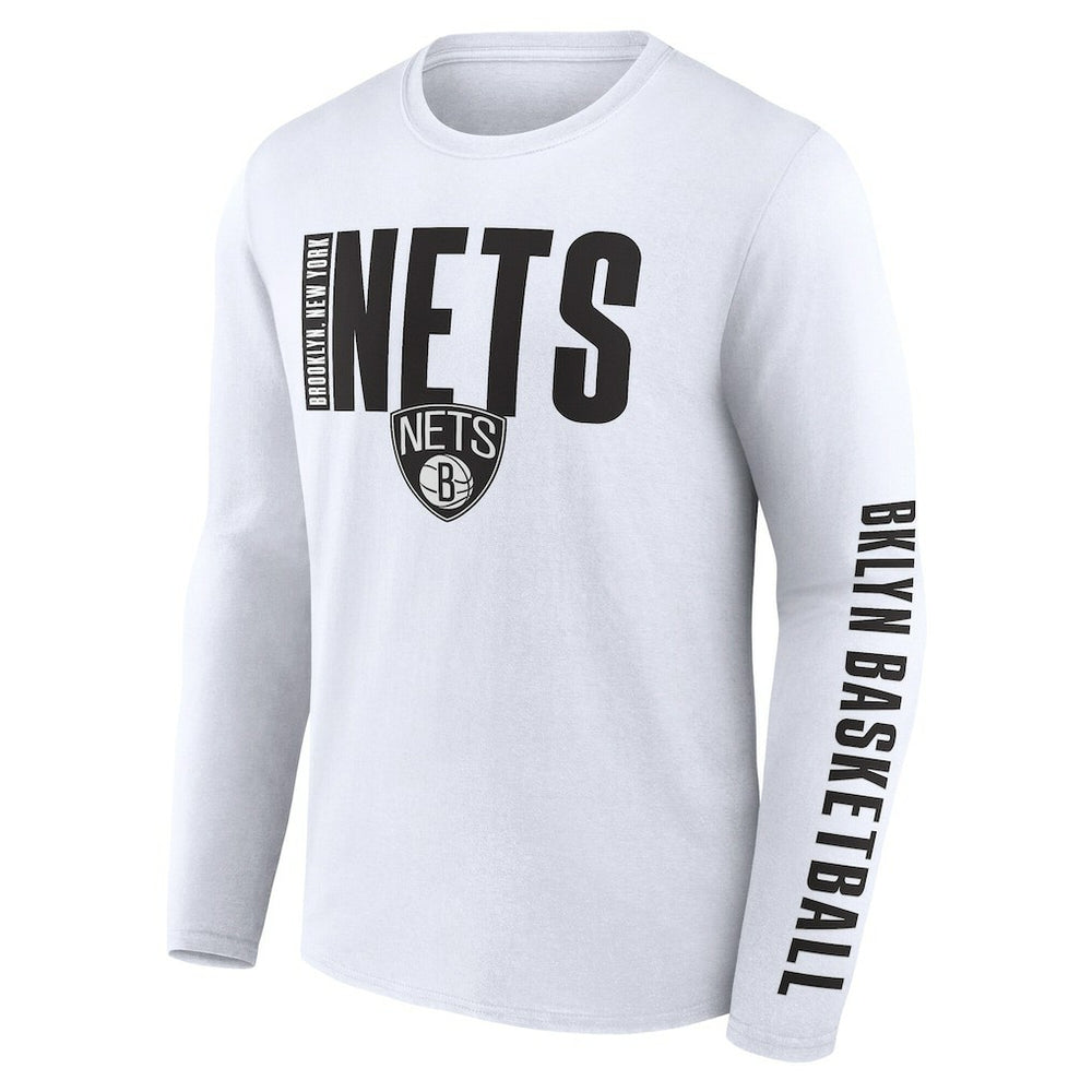 Brooklyn Nets Logo Athletic Vision Long Sleeve T-Shirt White outlet