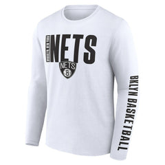 Brooklyn Nets Logo Athletic Vision Long Sleeve T-Shirt White outlet