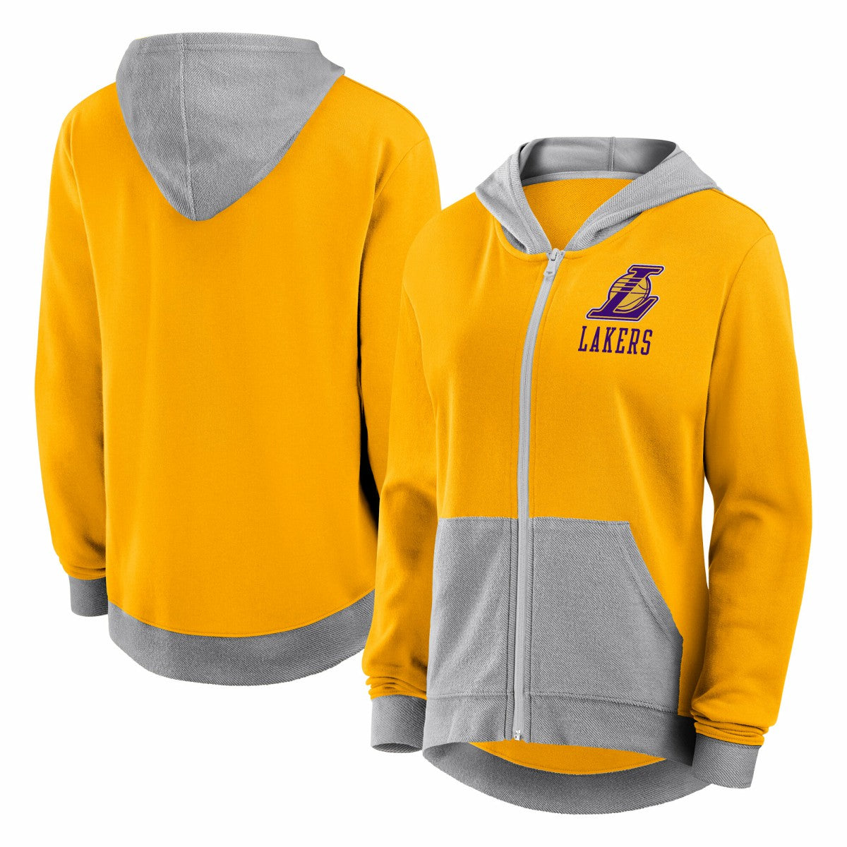 Los Angeles Lakers Logo Athletic Women's Hit It French Terry Full-Zip Hoodie Gold